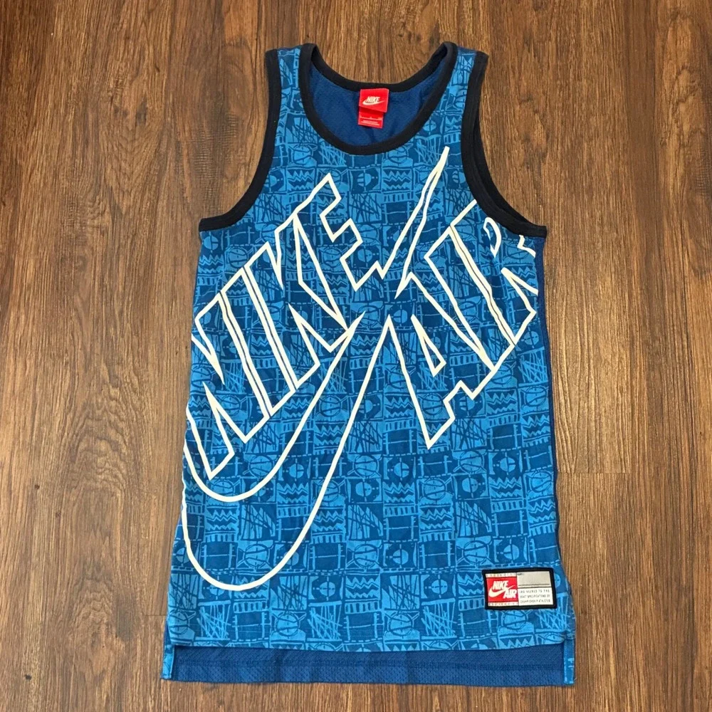 Nike Air Oversized Mesh LogoTank Top Blue Graphic Men's Size Small